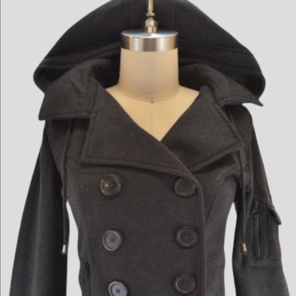 Mon Belle Amour Jackets & Blazers - 💥Host Pick💥Grey DoubleBreasted Pea Jacket w/Hood